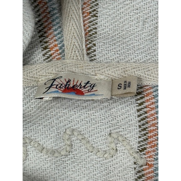 Faherty Striped Beach Cover-Up Hooded Tunic Dress with‎ Pockets and Fringe - Picture 7 of 7